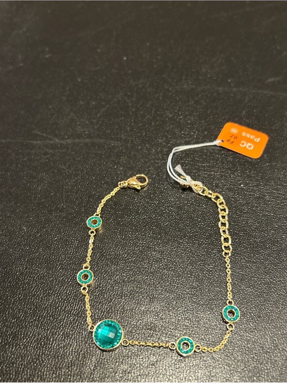 Gold-Tone Bracelet with Emerald Green Crystal Stations - Women Jewelry